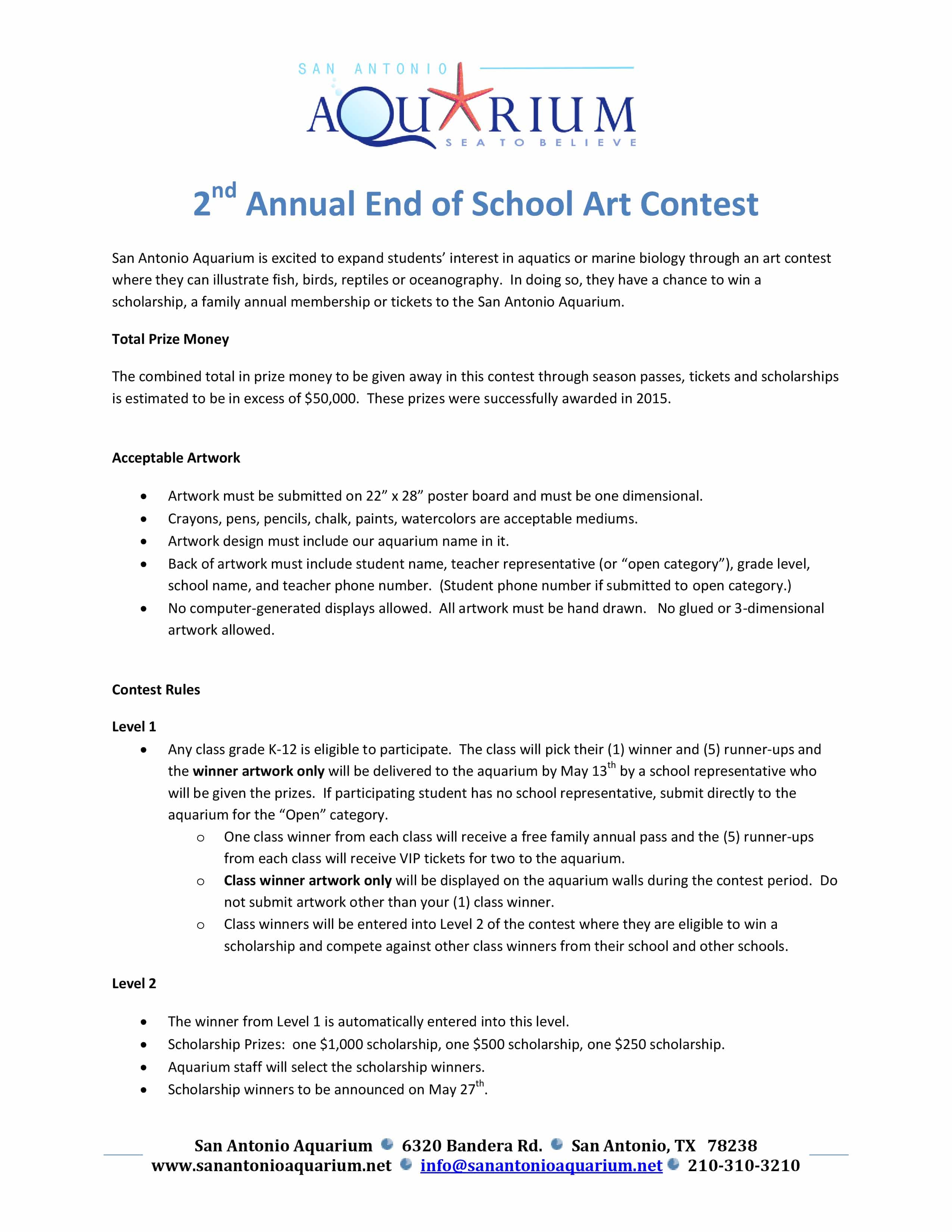 End of School Art Contest School Scholarship Artwork Contest-SAA-2016